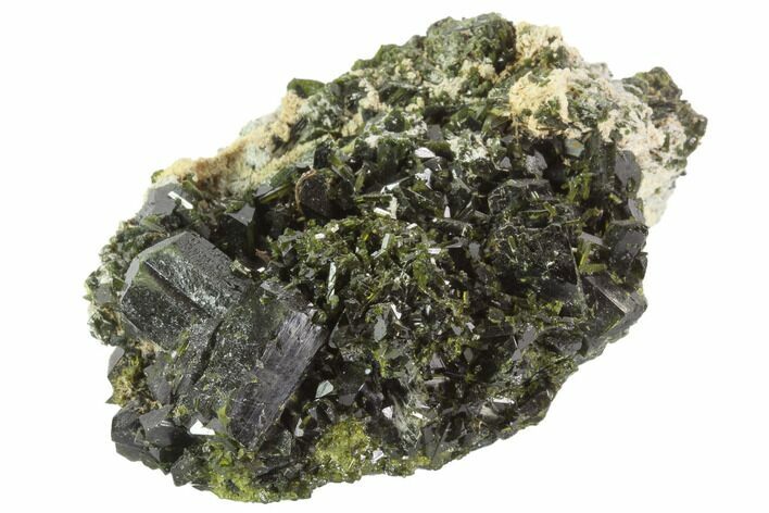 Lustrous Epidote Crystal Cluster on Actinolite - Pakistan #91993
